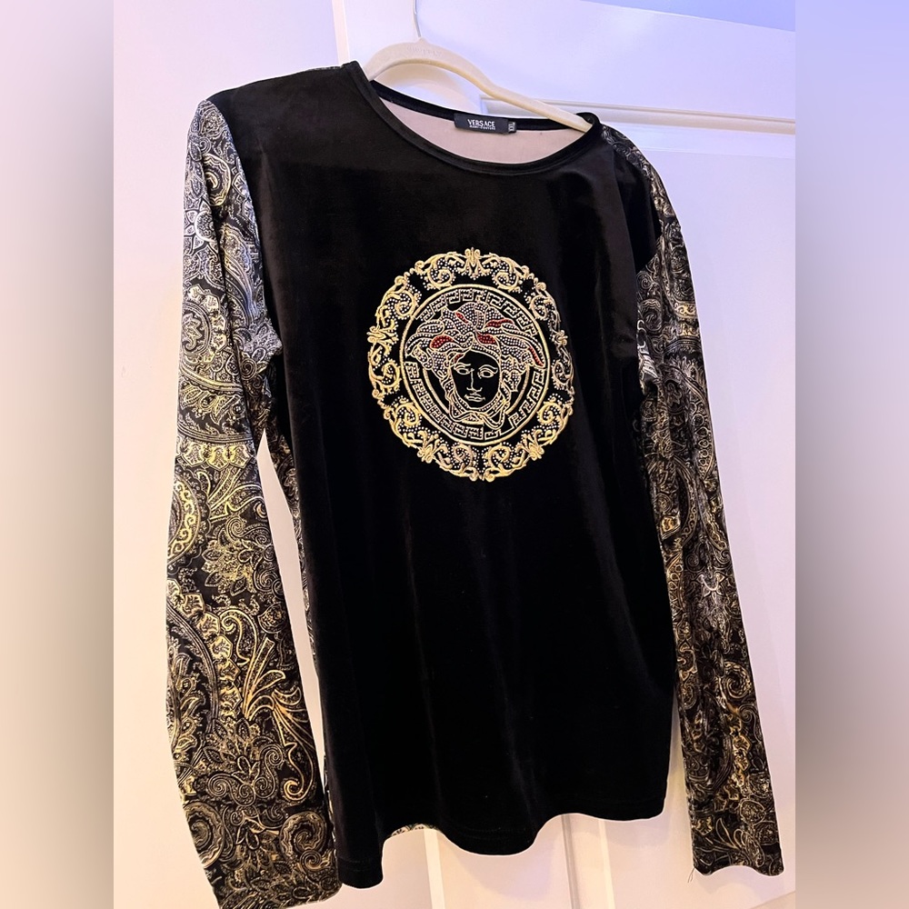 Versace Black and Gold Long Sleeve Shirt